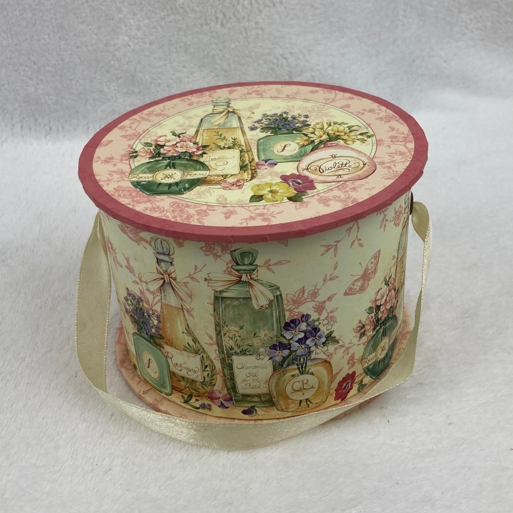Pamela Gladding Floral Round Decorative Nesting Box’s with Ribbon Set of 3